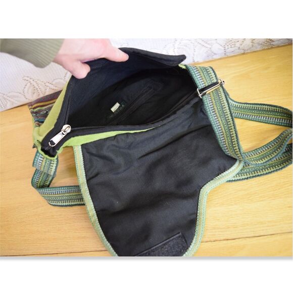 Patchwork Hippie Crossbody Purse Kathmandu Imports Nepal Cotton Green Indie Boho - Picture 8 of 11